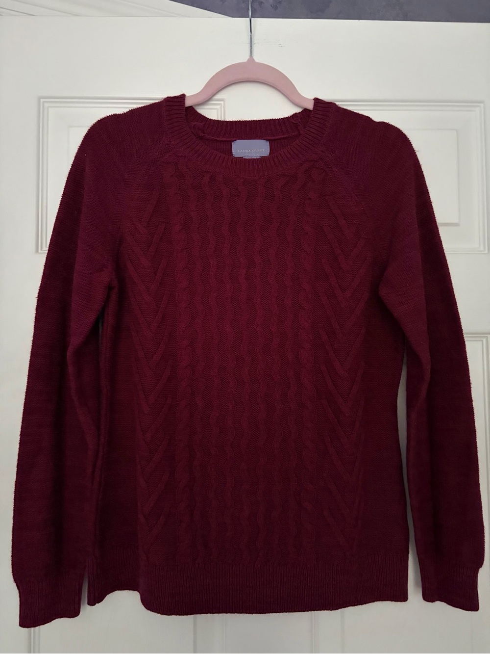 Laura Scott Cable Knit Sweater - Burgundy